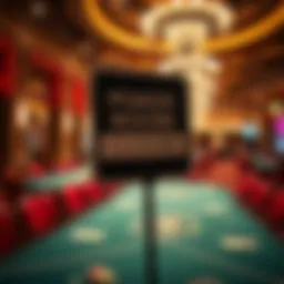 A sign indicating the closure of the poker room at Resorts World Las Vegas, with empty poker tables in the background