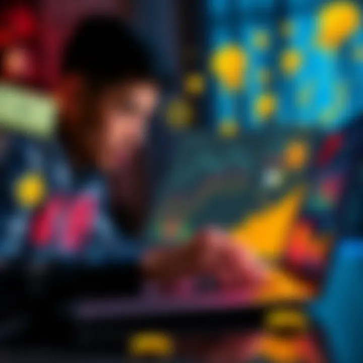 A person analyzing bonus strategies with graphs and charts on a laptop, surrounded by money and rewards icons