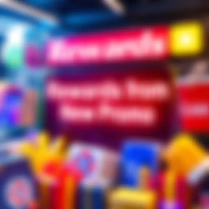 A display of various rewards such as gift cards, discounts, and products related to the current promotional offer.
