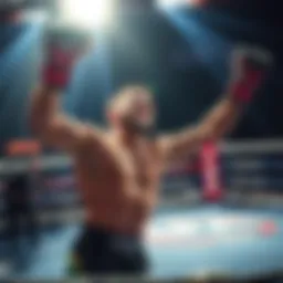 Ricky Turcios celebrating a victory in the MMA ring after an upset knockout