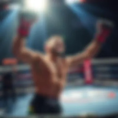 Ricky Turcios celebrating a victory in the MMA ring after an upset knockout
