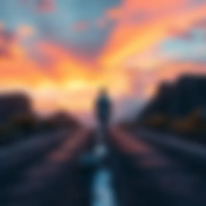 Risk and Safety in Decision-Making A person standing at a crossroads, contemplating a risky path versus a safe path, representing decision-making choices.