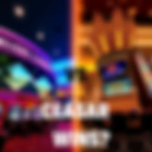 A split image showing Rivers Casino in Portsmouth on one side and Caesars in Danville on the other side, highlighting the two different gaming environments.
