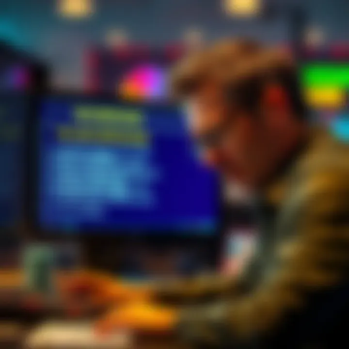 A worried poker player examines a computer screen displaying vague RNG certification details, hinting at doubts about fairness and transparency in online gambling.