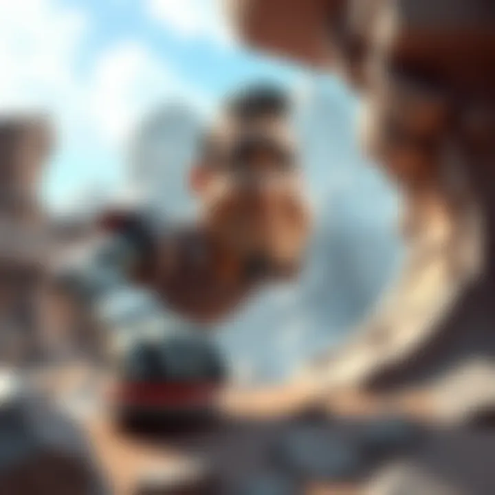Rock struggling with a funny challenge A cartoon figure of Rock with a confused expression, facing a comically oversized obstacle
