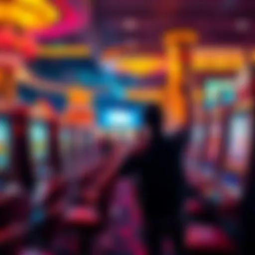 A vibrant scene of people playing slot machines at Rolla Casino, celebrating big wins and enjoying the atmosphere.