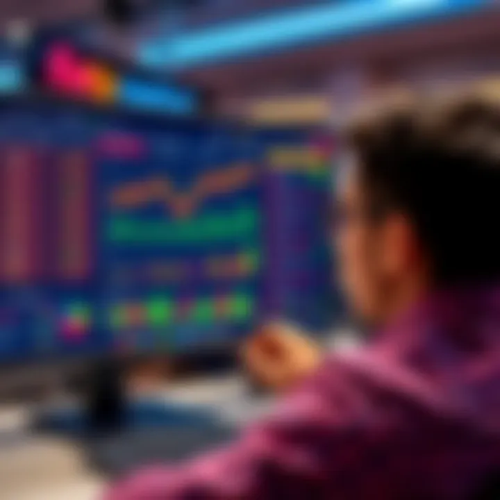 A person looking at a computer screen showing Roobet's live RTP with colorful graphs and payout percentages