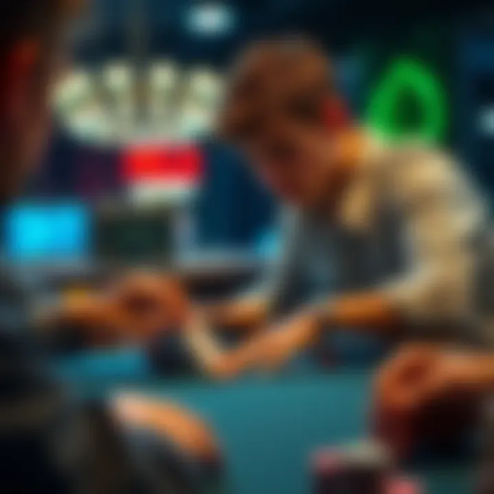 Rookie Poker Hand Analysis A beginner analyzing their poker hand at a table, reflecting on a tough decision during a game.