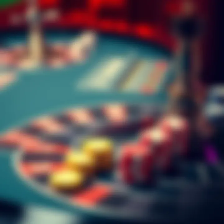 A roulette table showing a $10,000 limit while colorful chips are placed on the table, indicating higher bets being made.