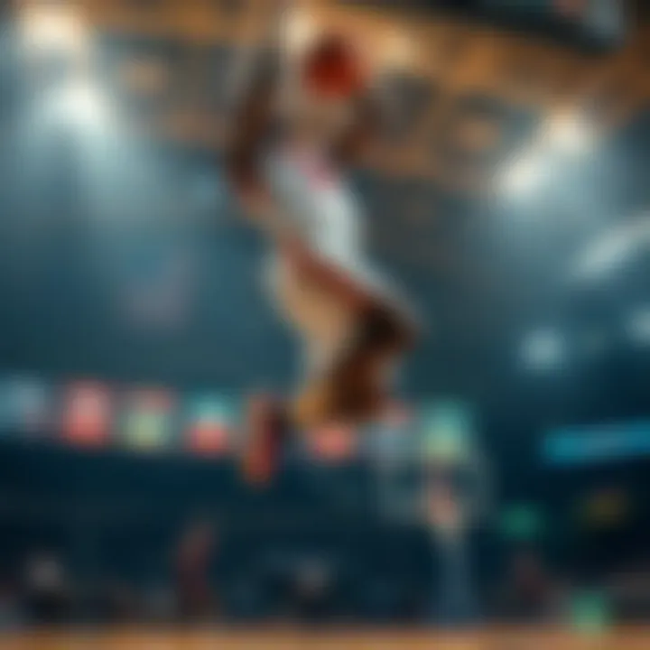 Rudy leaping high on the basketball court, trying to grab a rebound during a game