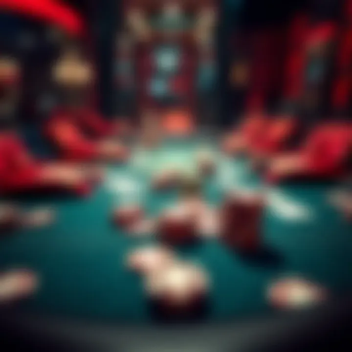 Rush Poker Table with Chips A poker table featuring chips and cards, illustrating a 2BB open bet size strategy in Rush poker