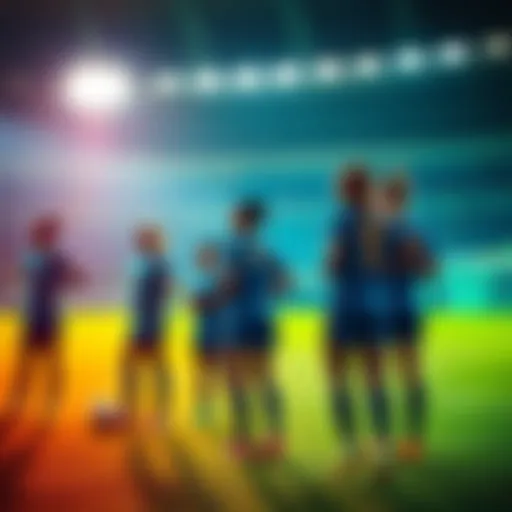 Rwanda women's soccer team warming up for match against Nigeria under stadium lights