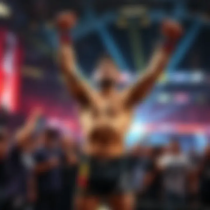 Ryan Spann raises his arms in triumph after a tense fight at UFC Paris, surrounded by cheering fans and fighters in the background