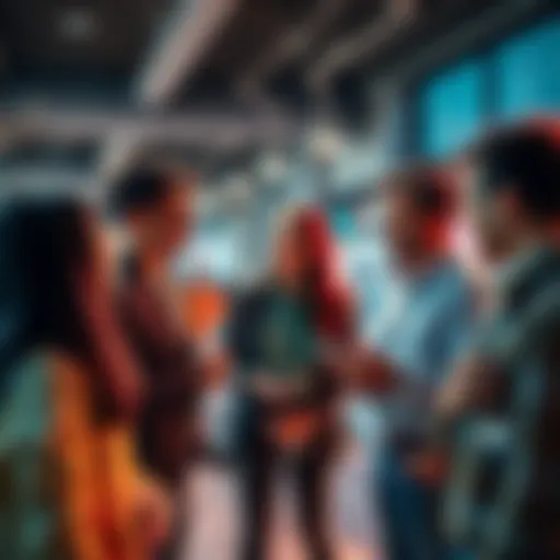 A group of individuals engaged in conversation about safety issues in a community setting