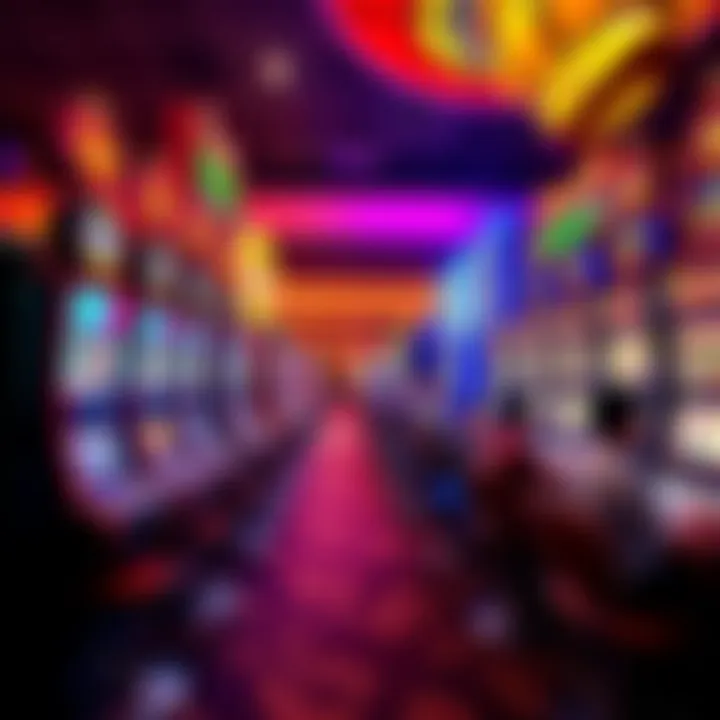 San Diego Slot Machines A close-up view of slot machines in a San Diego casino, showcasing bright lights and colorful designs, with players enjoying their games.