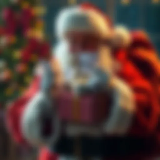 Santa Claus with a sack of gifts looking at crumpled betting slips with a confused expression