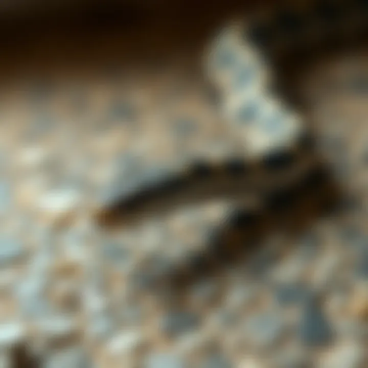 Satisfaction with Snakes A close-up of a snake gliding smoothly over a textured surface, showcasing its scales and movement.
