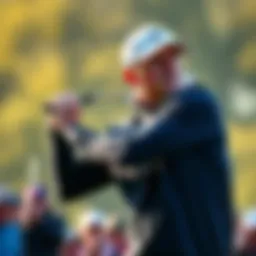Golfer Scottie swinging his club during The Open tournament, showcasing determination and focus