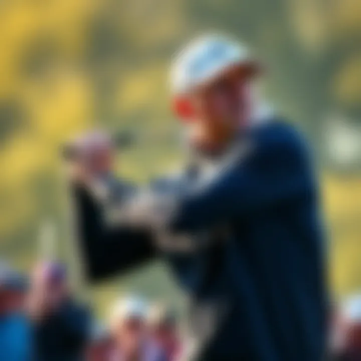 Golfer Scottie swinging his club during The Open tournament, showcasing determination and focus