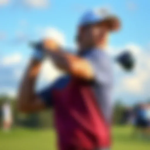 Golfer Scotty Scheffler practicing on the course before the US Open with windy skies
