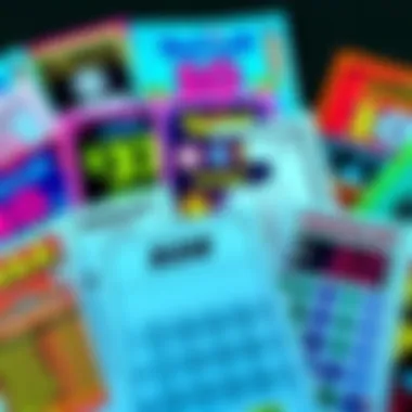 Various scratch-off lottery tickets ranging from $2 to $50 displayed together, highlighting different prize amounts and designs.