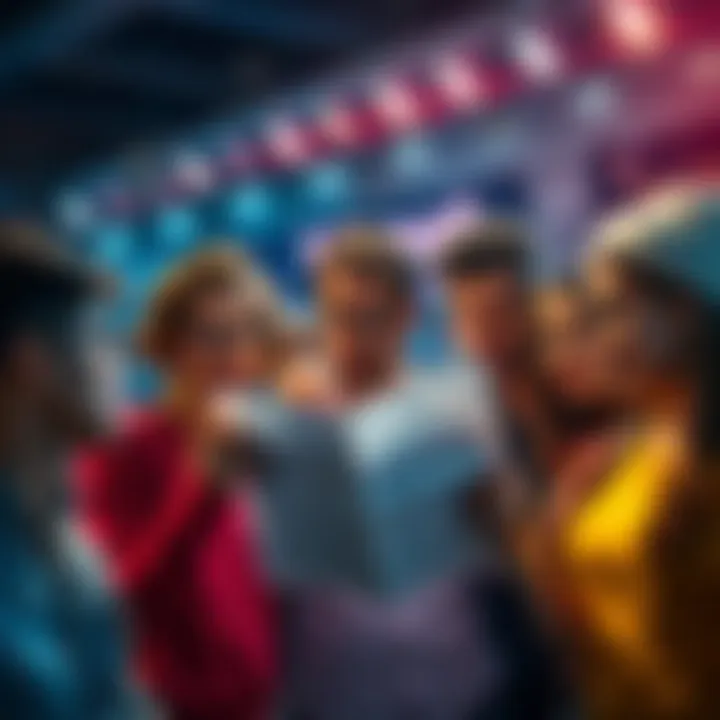 A group of people discussing a leaked script with expressions of surprise and curiosity.