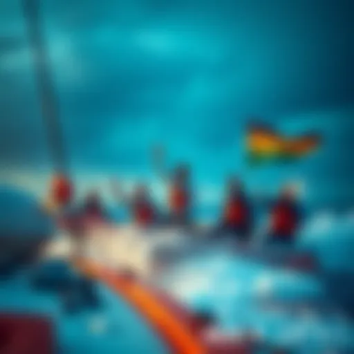 Seamen Max celebrating on a boat after winning a competition at sea in rough waters.