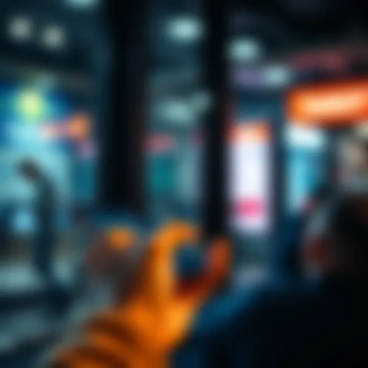 Secure Online Payment A person using a mobile device to make an online payment securely, with a digital payment interface visible.