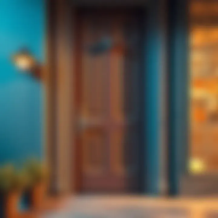 A front door with a sturdy lock and security camera, ensuring safety at home