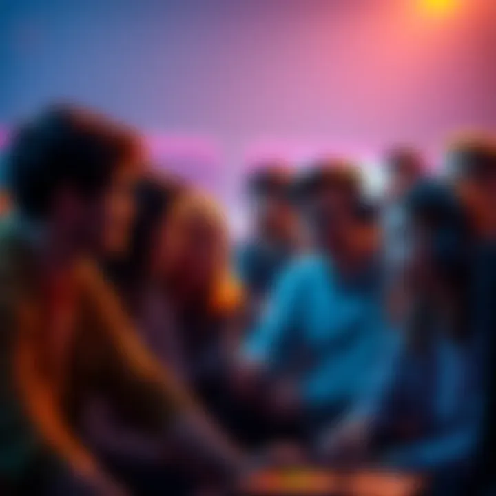 Group of individuals discussing self-exclusion from gaming activities, showing concern and support for mental well-being