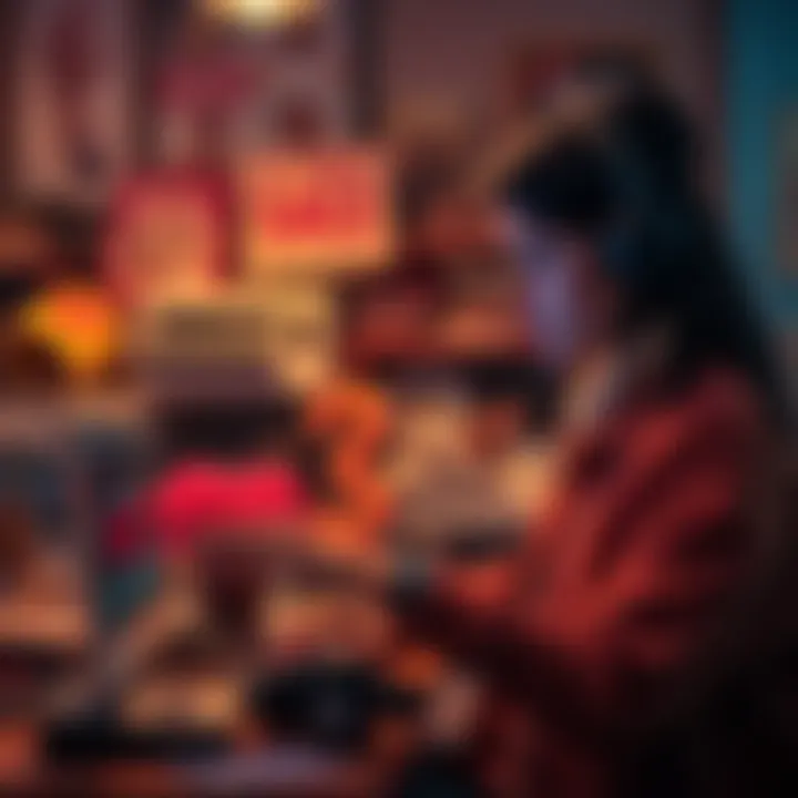 Person browsing online user boards for selling unwanted household items