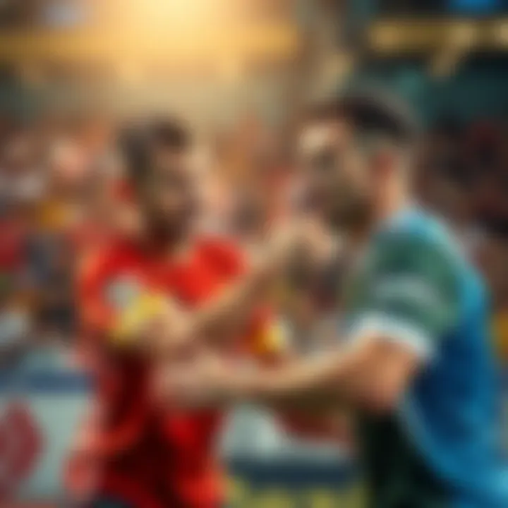 Serhii Chelpanov competing against Oleksandr Mishchenko in the Setka Cup match with a lively crowd in the background