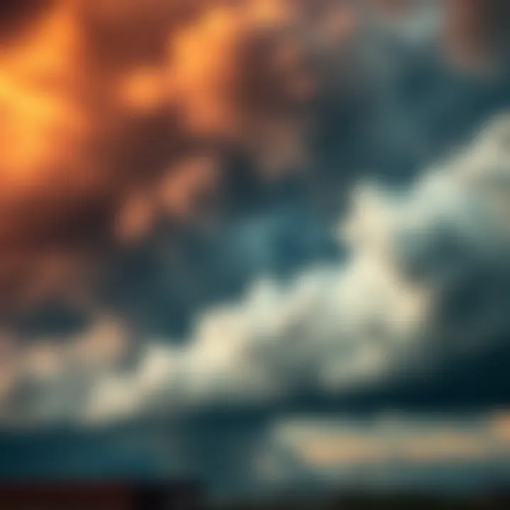 Severe Storm Preparation Storm clouds gathering with strong winds and rain, warning signs for severe weather ahead