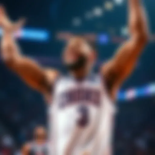 SGA smiles and raises his arms in celebration after achieving his triple-double with 27 points, 11 rebounds, and 12 assists during a game against Denver.