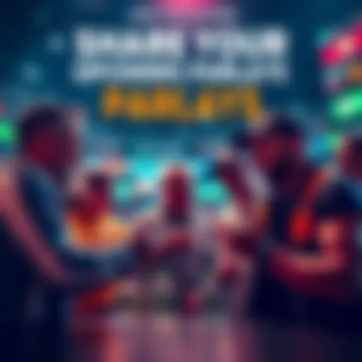 A group of sports bettors discussing their parlay bets together, showcasing excitement and camaraderie.