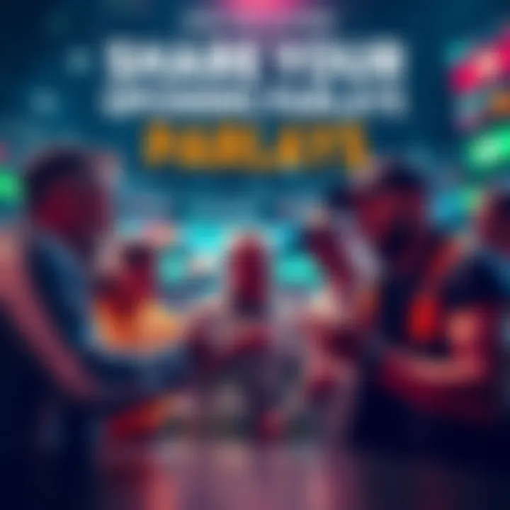 A group of sports bettors discussing their parlay bets together, showcasing excitement and camaraderie.