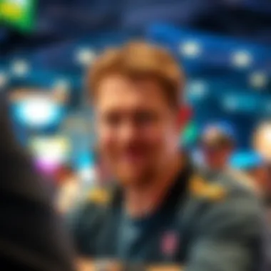 Shaun Deeb showing a smug expression while interacting with other players at the Main Event