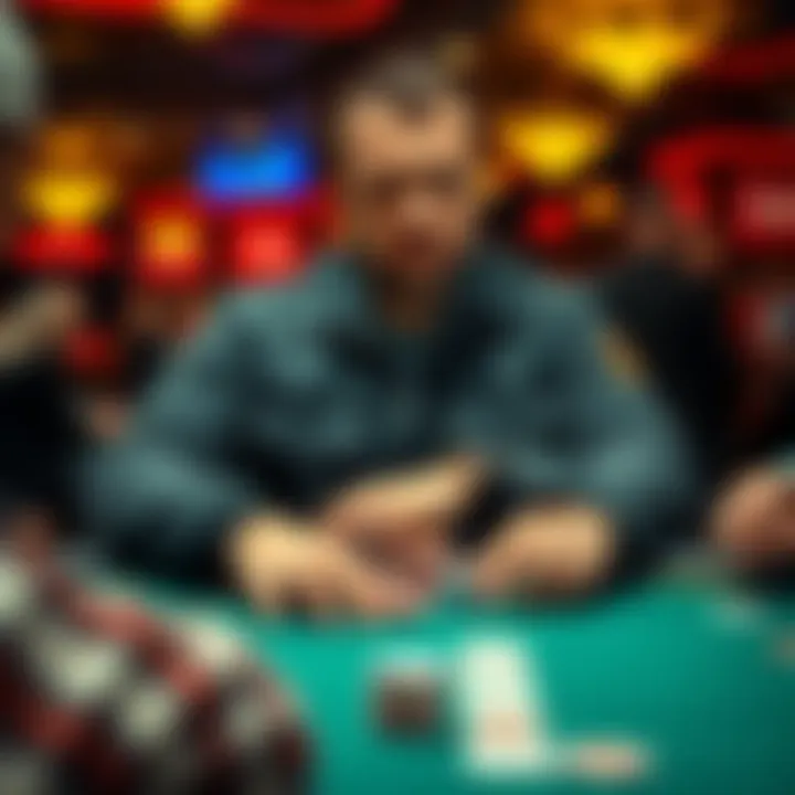 Shaun Deeb at a poker table Shaun Deeb focused on playing in a 180-person sit-and-go tournament, surrounded by cards and chips