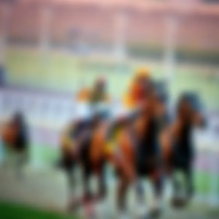 A brother and sister compete in a horse race, with the sister in the lead as they both ride horses on a racetrack.