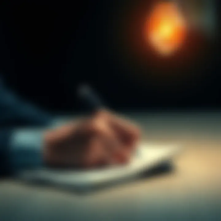 A person writing on a notepad with a light bulb above their head, symbolizing clarity and straightforward thinking.