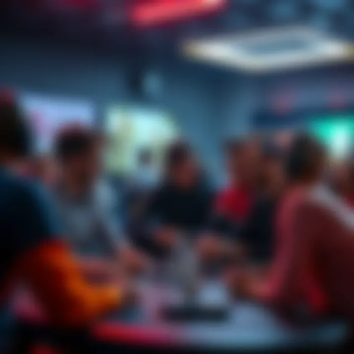 A group of players discussing basic strategies for gaming in a casual setting