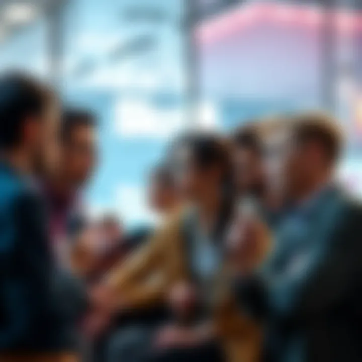 A group of people discussing the availability of Skrill for deposits, showing interest and curiosity.