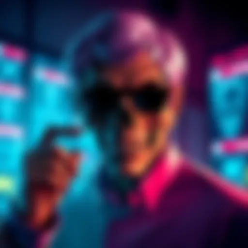 Skull Gates Concept Art A creative illustration showing a character inspired by Bill Gates with a skull motif, symbolizing influence and impact.