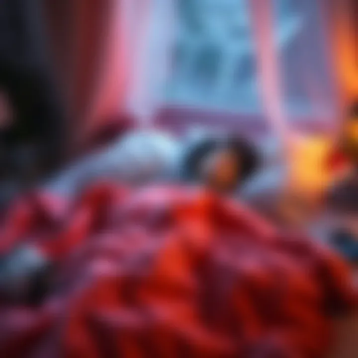 A cozy bedroom scene with a person sleeping soundly in a comfortable bed under a warm blanket, promoting the idea of rest and relaxation.