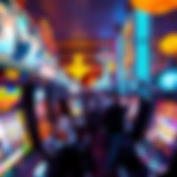 Slot machines in Las Vegas casino Bright slot machines in a bustling Las Vegas casino filled with excited people