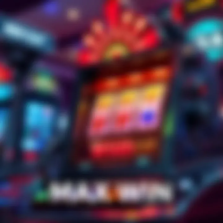 A colorful slot machine displaying winning symbols and flashing lights, showing excitement of hitting the jackpot.