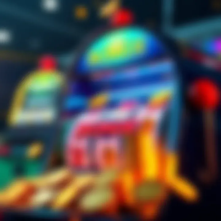 A colorful slot machine displaying bonus chips and coins, inviting players to try their luck at winning.