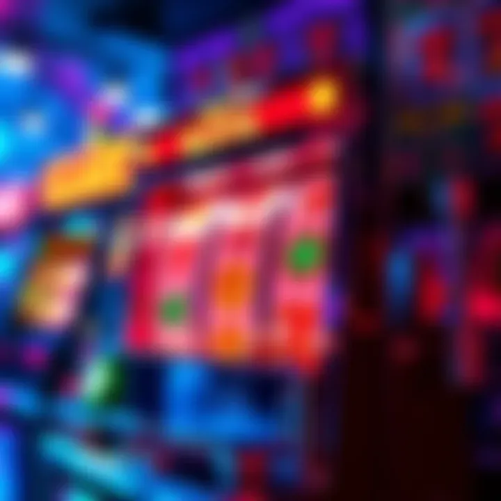 A colorful slot machine showing sweepstakes coins and cash payout options