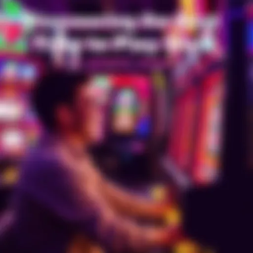 A person playing a slot machine, watching the spinning reels with excitement and anticipation.