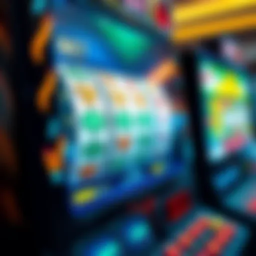 A close-up of a slot machine displaying higher bet options, showing bright graphics and symbols on the screen.